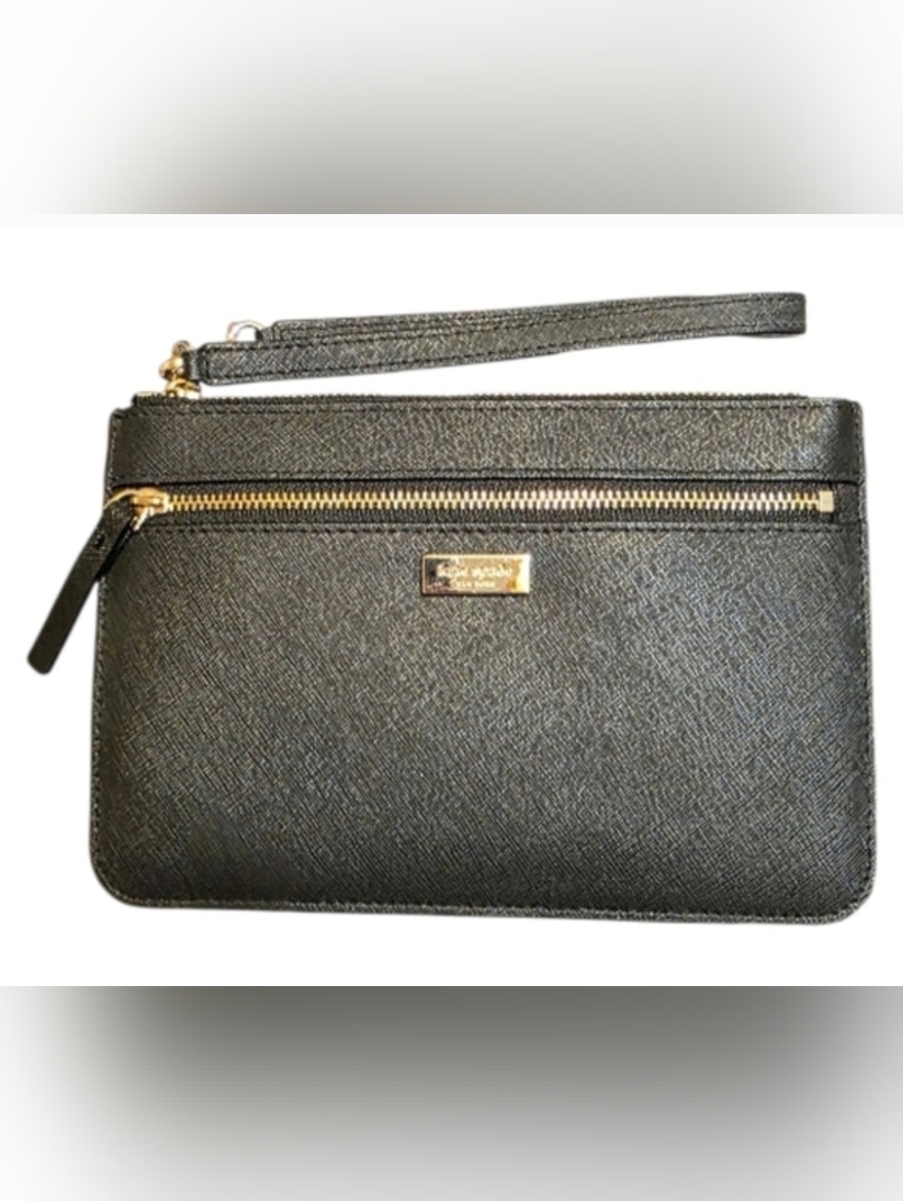 Kate Spade Black Saffiano Leather Wristlet Pouch Wallet